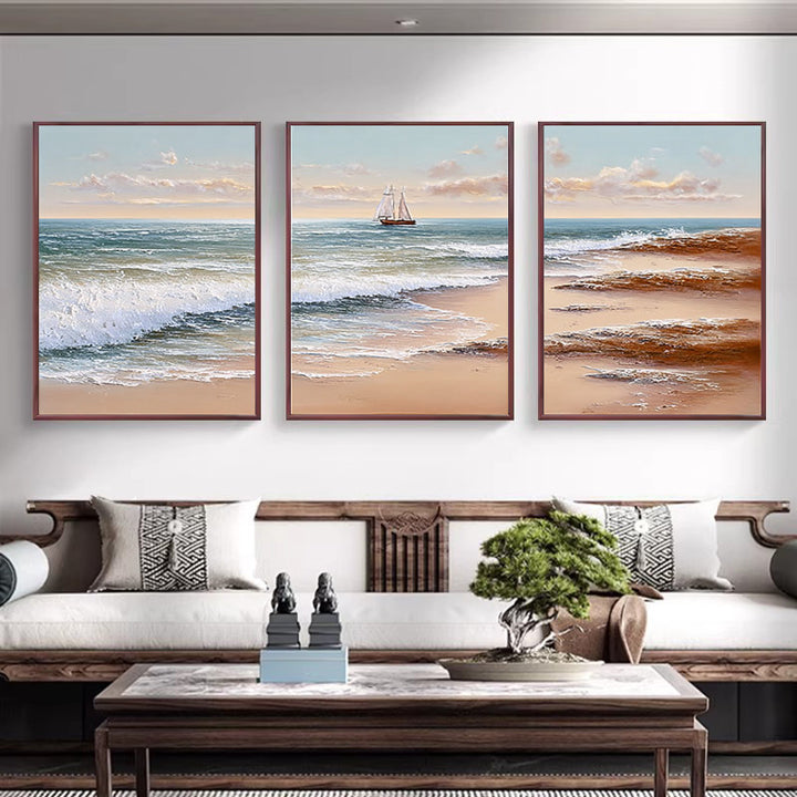 Coastal Seascape Art Triptych