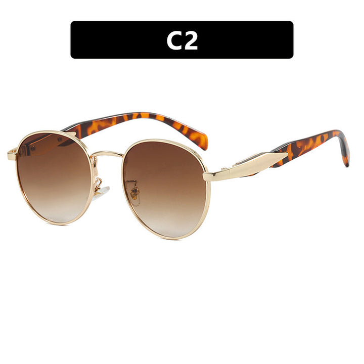 Women's round sunglasses with elegant, golden frame and UV protection Kalsten