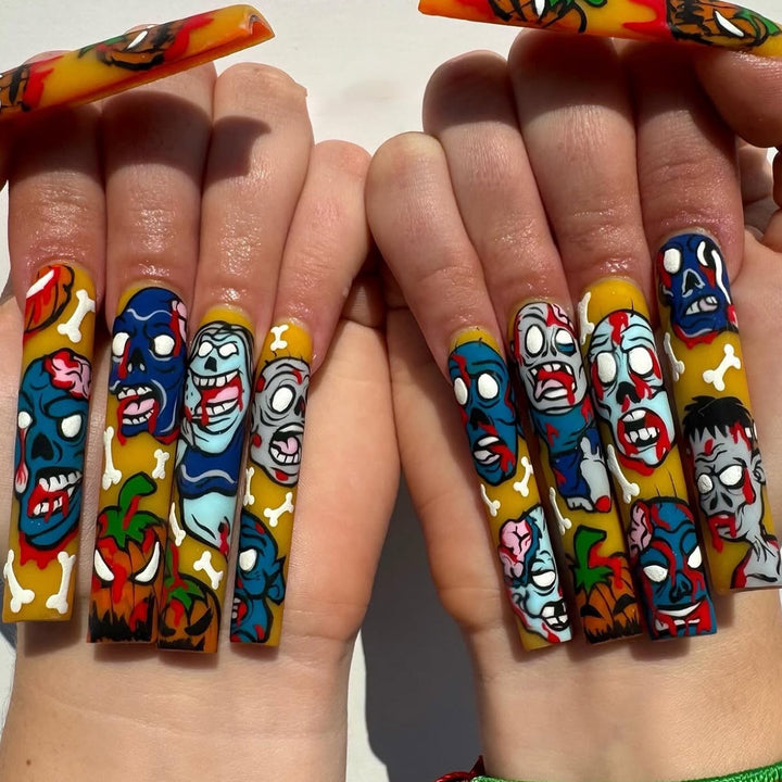 Artistic Zombie-Themed Press-On Nail Art Kalsten