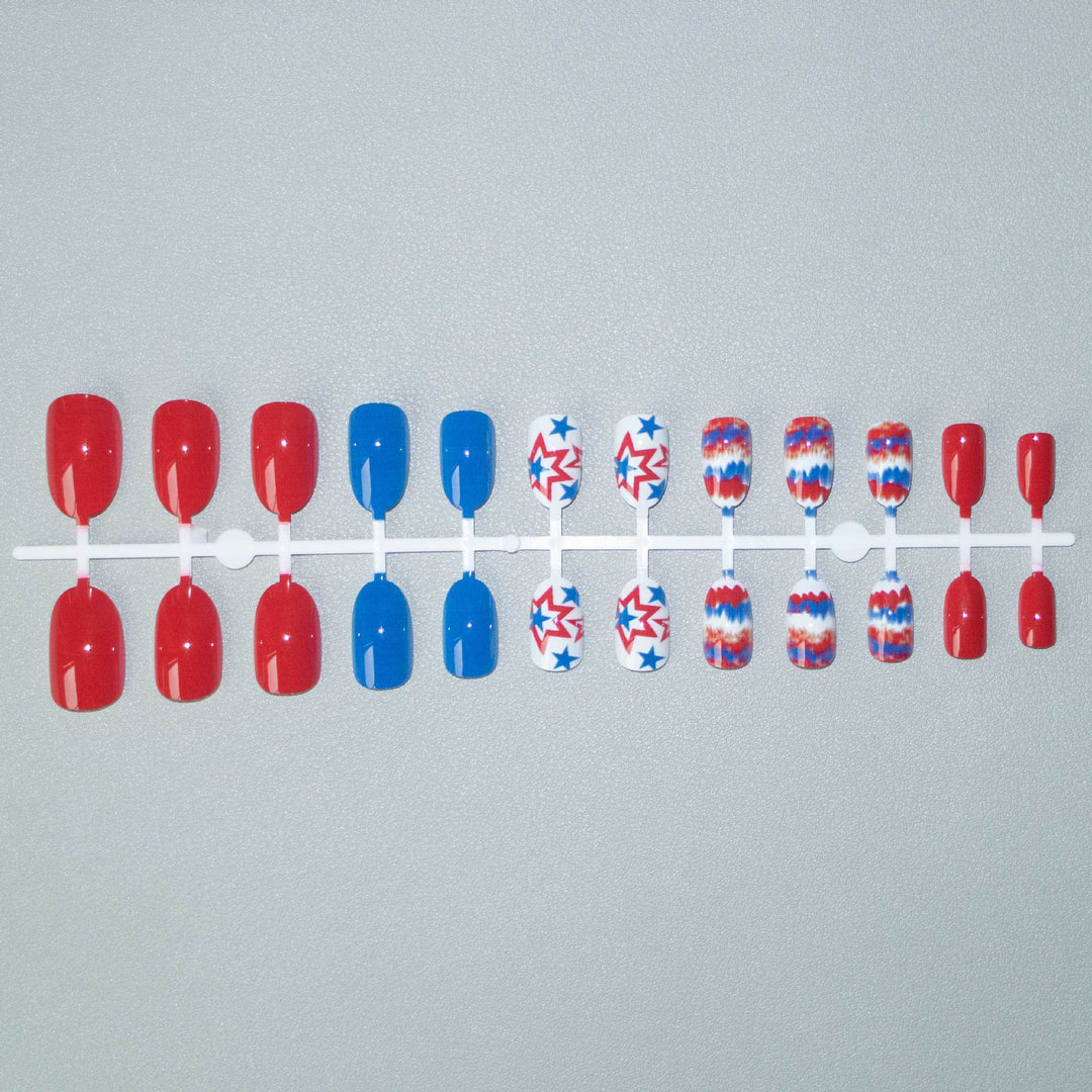 Patriotic Star and Stripe Nail Art