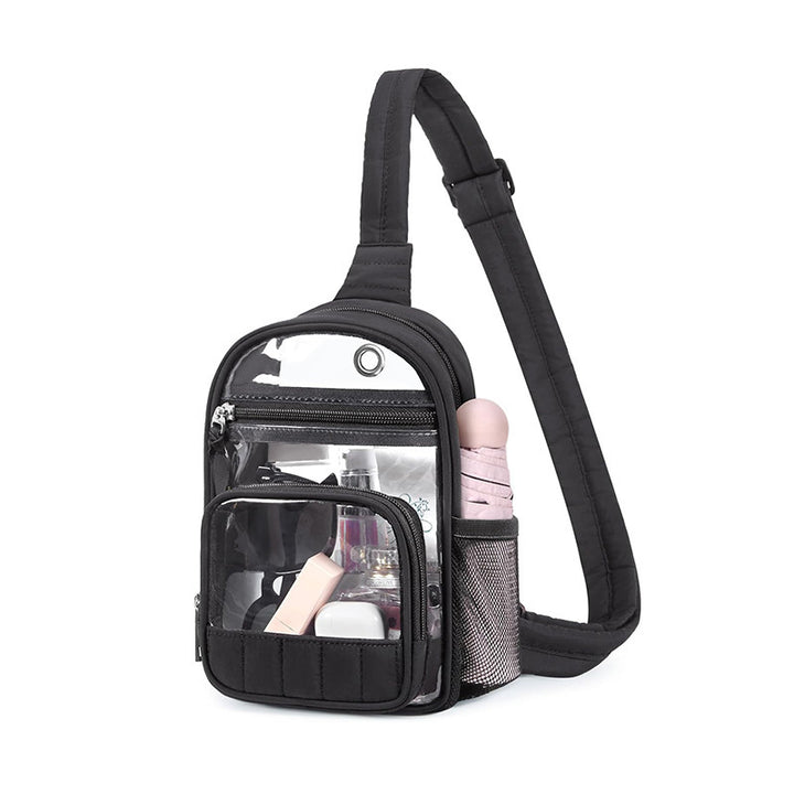 Practical shoulder bag with transparent front pocket Kalsten