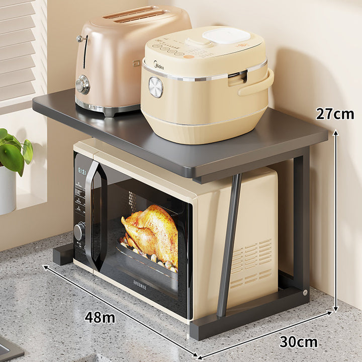 Compact Two-Tier Kitchen Microwave and Appliance Stand with Heat-Resistant Top and Open Lower Storage