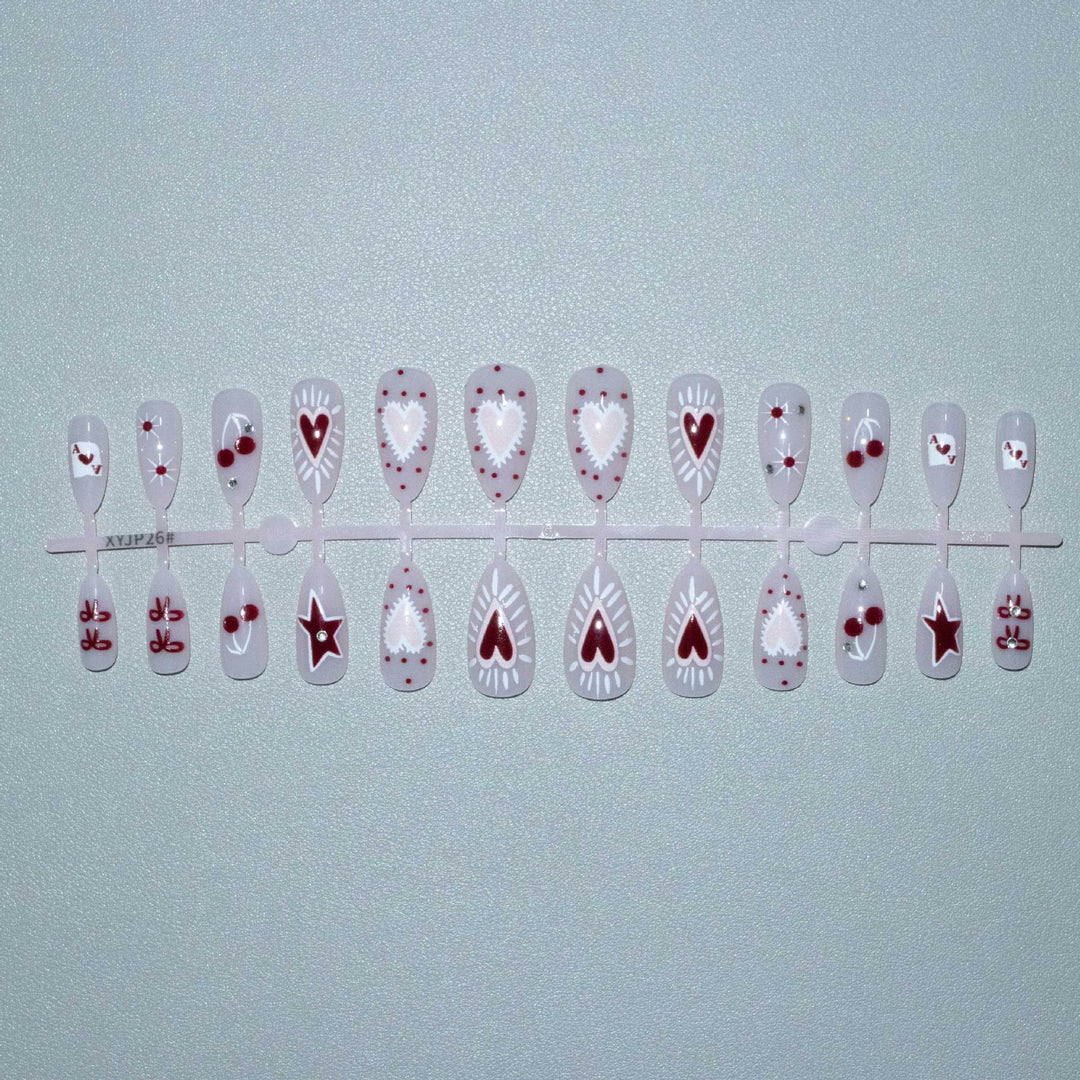 Artistic Heart and Cherry Nail Art