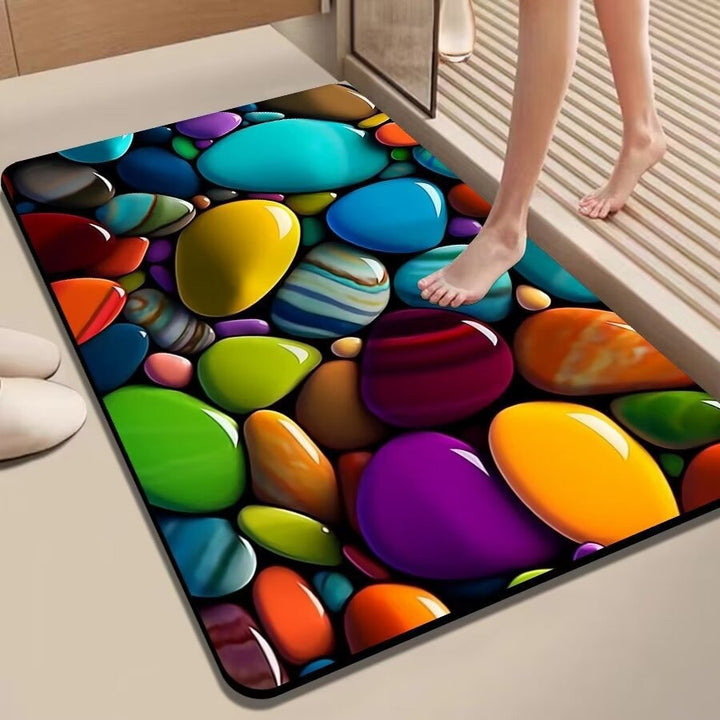 Colorful Pebble-Themed Floor Mat Kalsten