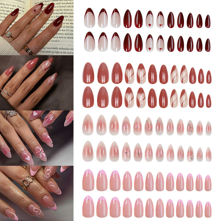 Nail art set with elegant heart and flower decorations Kalsten