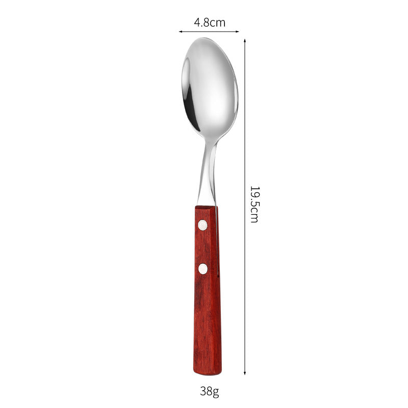 Dessert spoon with ergonomic wooden handle Kalsten