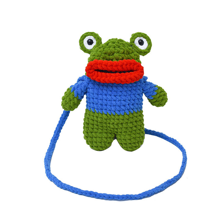 Cute Frog-Shaped Crochet Mini Backpack