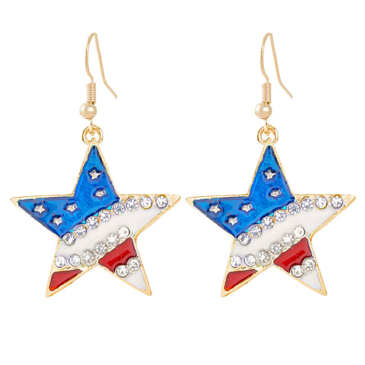Women nan enamel horseshoe earrings with star motif and fishhook closure Kalsten