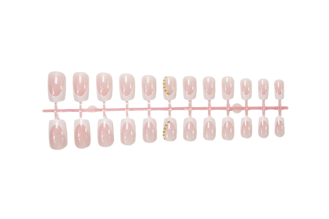 Artificial nail set with elegant French tips and glitter accents Kalsten