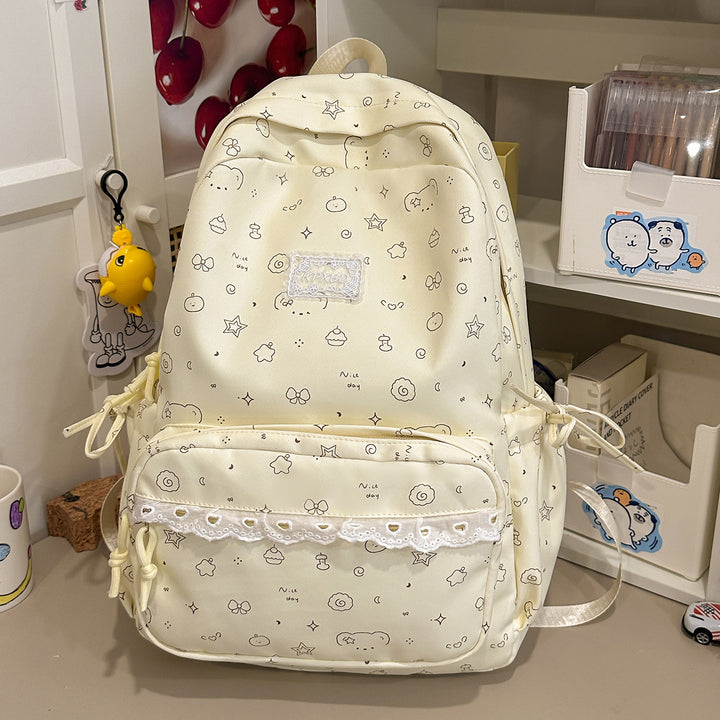 Playful Cartoon Patterned School Backpack Kalsten