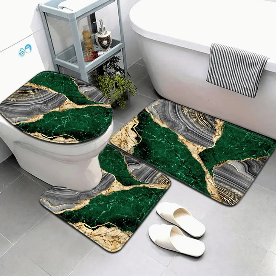 Artistic Marble Print Bath Mat Set Kalsten