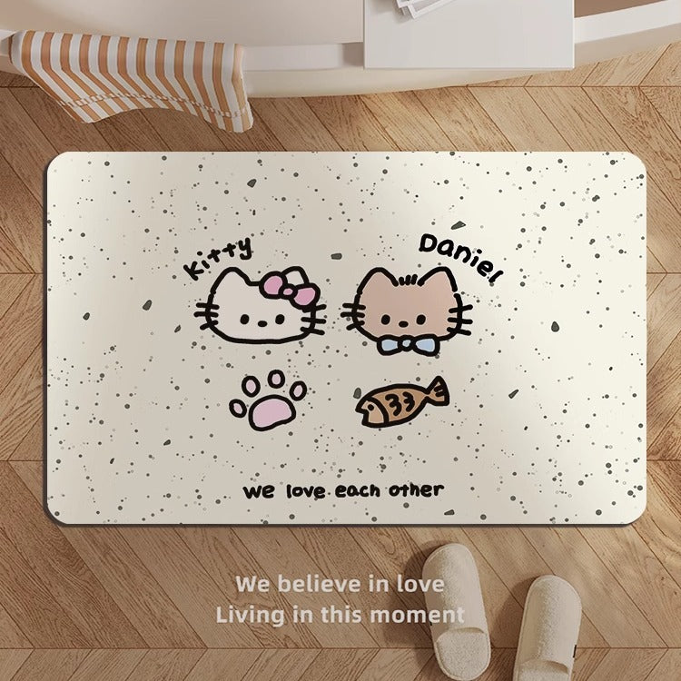 Cute Kitty-Themed Memory Foam Bath Mat Kalsten