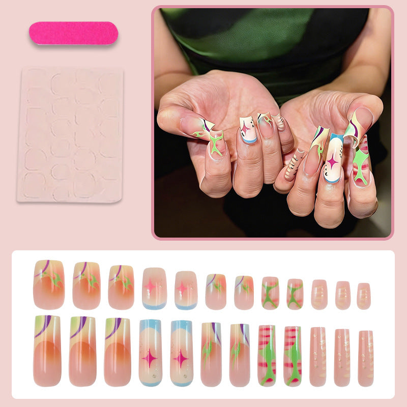 Acrylic nail set with creative designs and colorful accents Kalsten