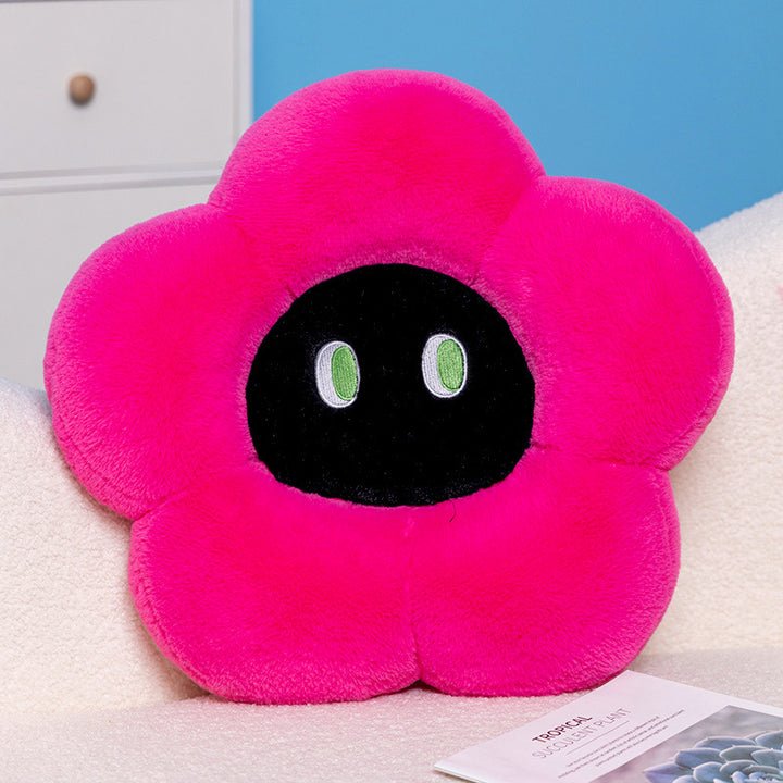 Plush cat cuddle pillow with large glitter eyes