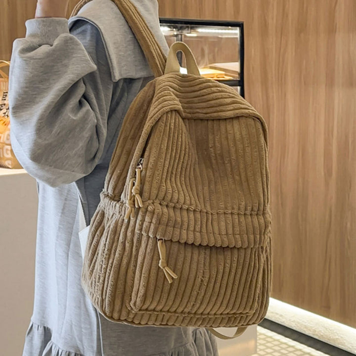 Textured Ribbed Casual Backpack Kalsten