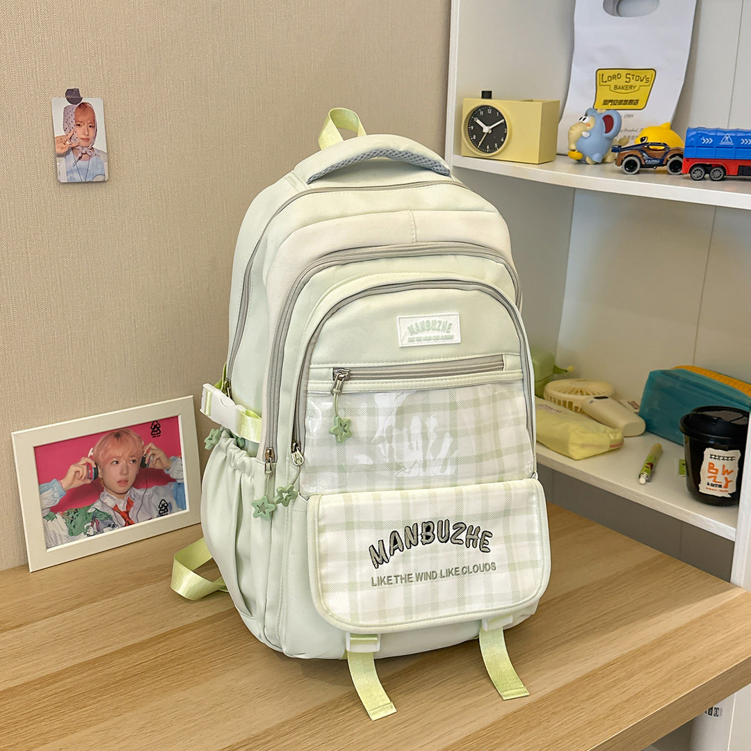 Trendy Spacious Backpack with Transparent Pocket Kalsten