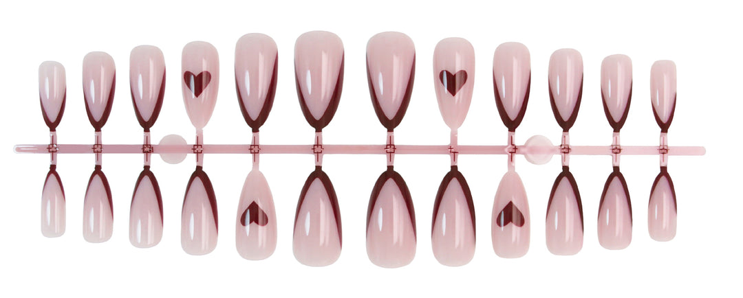 Artificial nail set with romantic hearts and elegant tips Kalsten