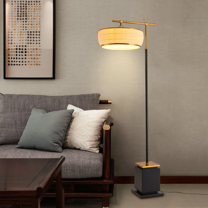 Elegant Adjustable Floor Lamp with Geometric Base