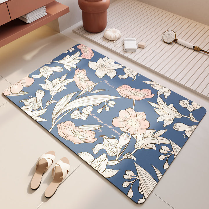 Floral-Themed Soft Bathroom Mat Kalsten