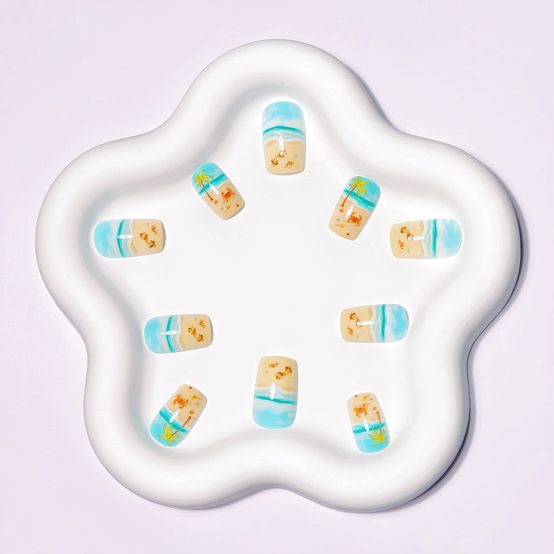 Artificial nails with maritime beach motif Kalsten