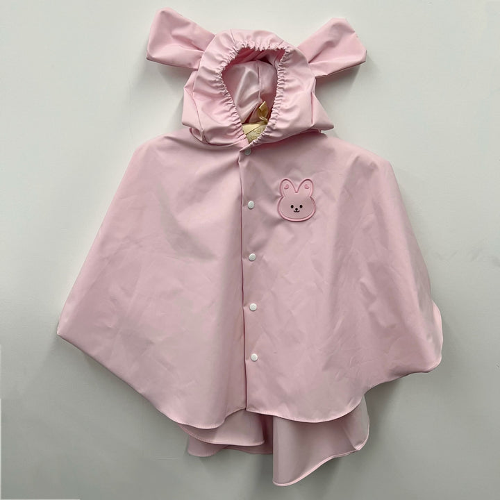 Waterproof Kids Hooded Bunny-Ear Rain Poncho with Snap Closure