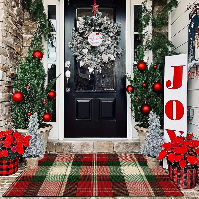 Festive Plaid Entry Mat