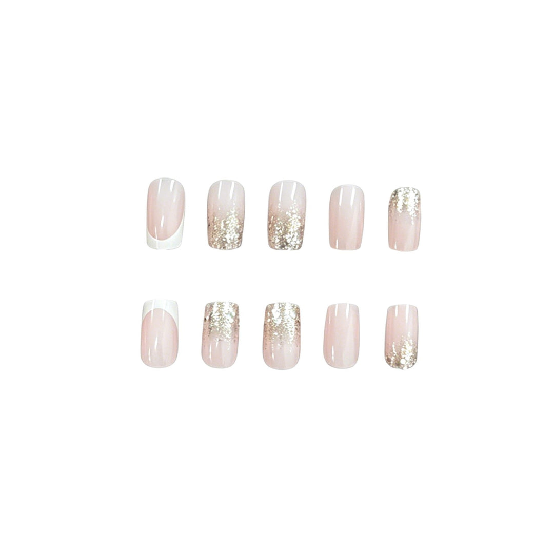 Glamorous French Tip Glitter Nail Extensions Kalsten