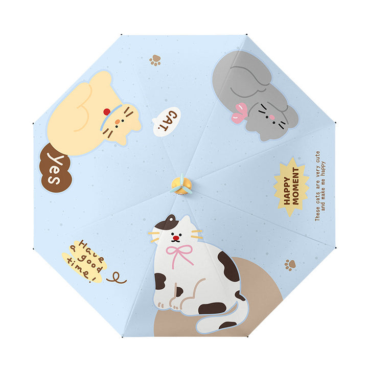 Ladies elegant folding umbrella with ergonomic wooden handle and protective carrying case Kalsten