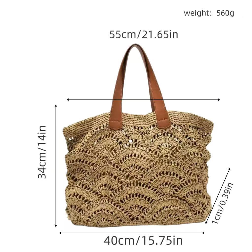 Braided beach bag with leather handles Kalsten