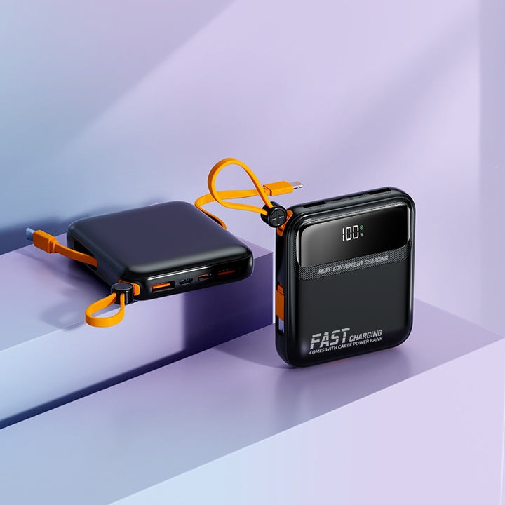Portable power bank with integrated charging cable and digital display Kalsten
