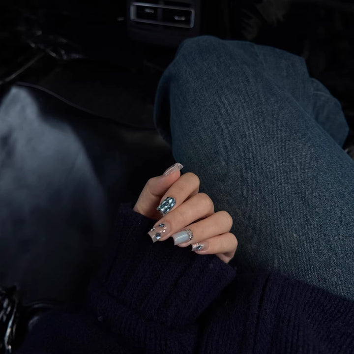 Decorative Nail Art with Crystal Accents