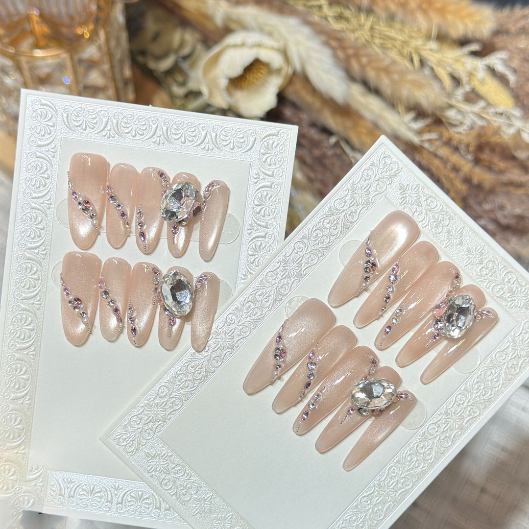 Glamorous Rhinestone-Embellished Stiletto Press-On Nails Kalsten