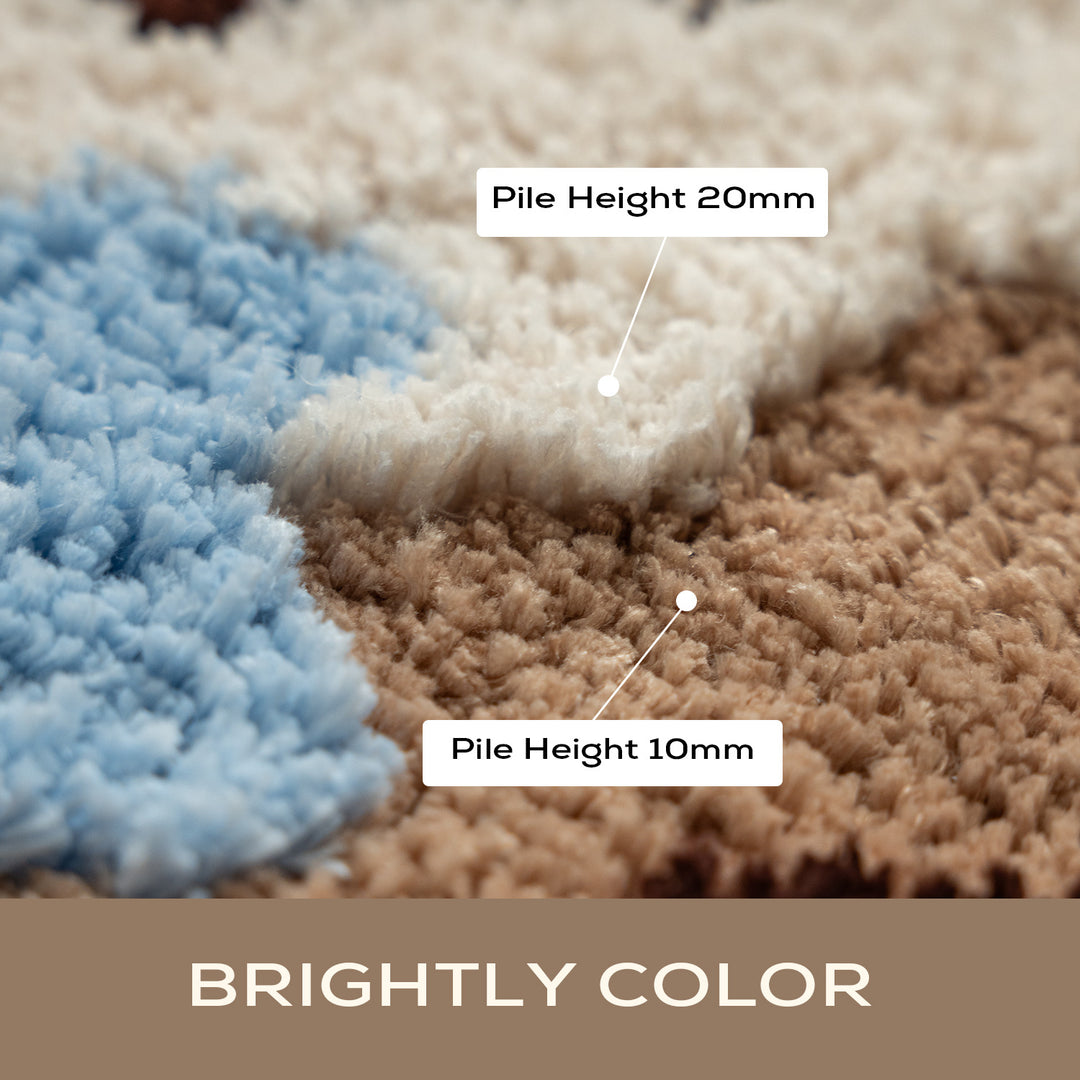 Shaped high-pile carpet runner with relief landscape texture