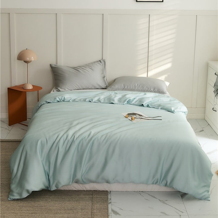Luxurious Breathable Silk Duvet Cover Set With Hidden Zipper And Wrinkle Resistant Finish