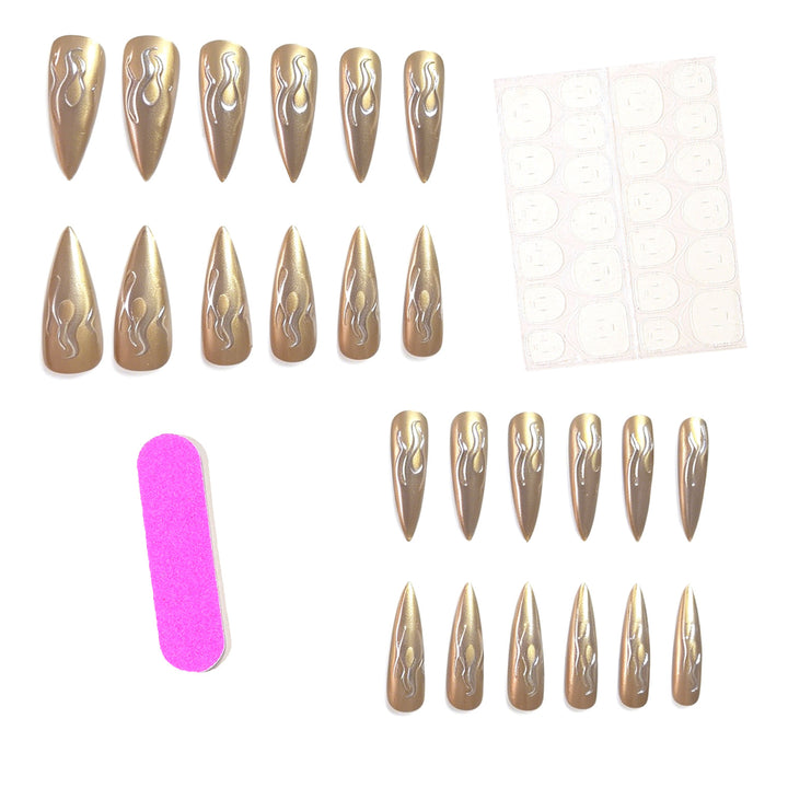 Sculpted Metallic Acrylic Nail Art Extensions Kalsten
