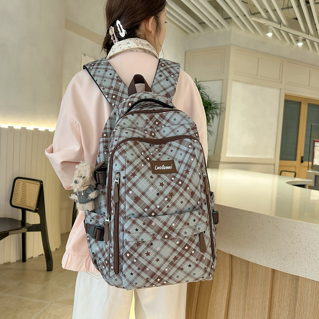 Stylish Plaid Design School Backpack Kalsten