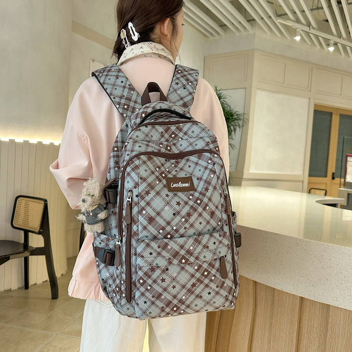 Stylish Plaid Design School Backpack Kalsten