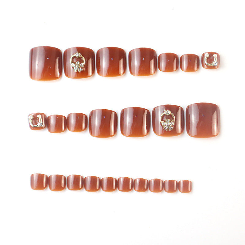 Elegant Rhinestone-Embellished Press-On Toenail Set