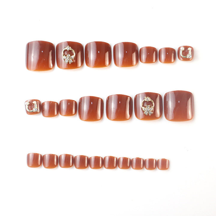 Elegant Rhinestone-Embellished Press-On Toenail Set