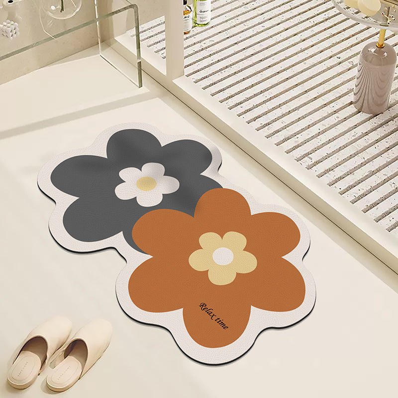 Floral Design Bath Mat for Bathroom