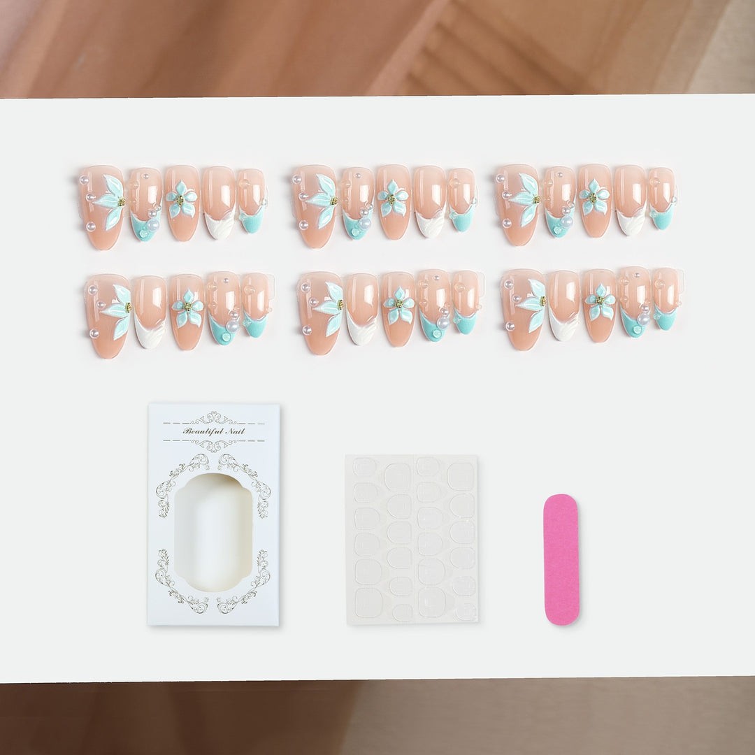 High-quality artificial nails with floral decorations Kalsten