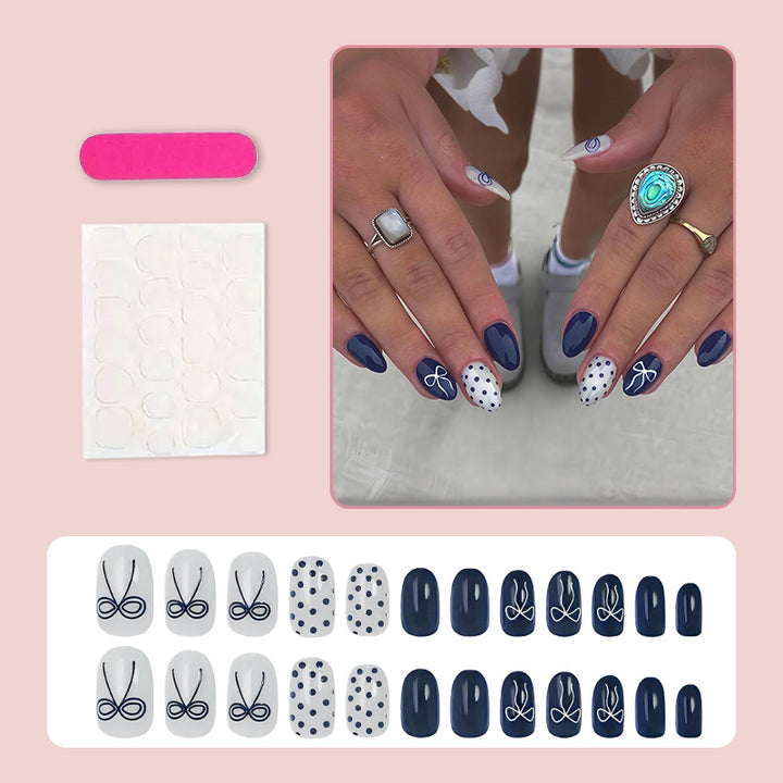 Nail set with stylish bows and dots Kalsten