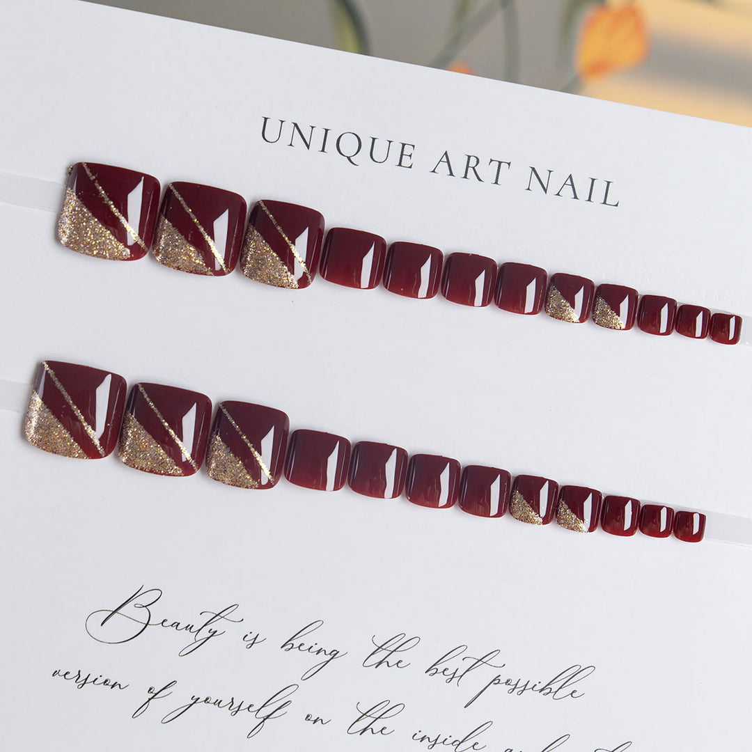 Elegant Glittering Pedicure Nail Art