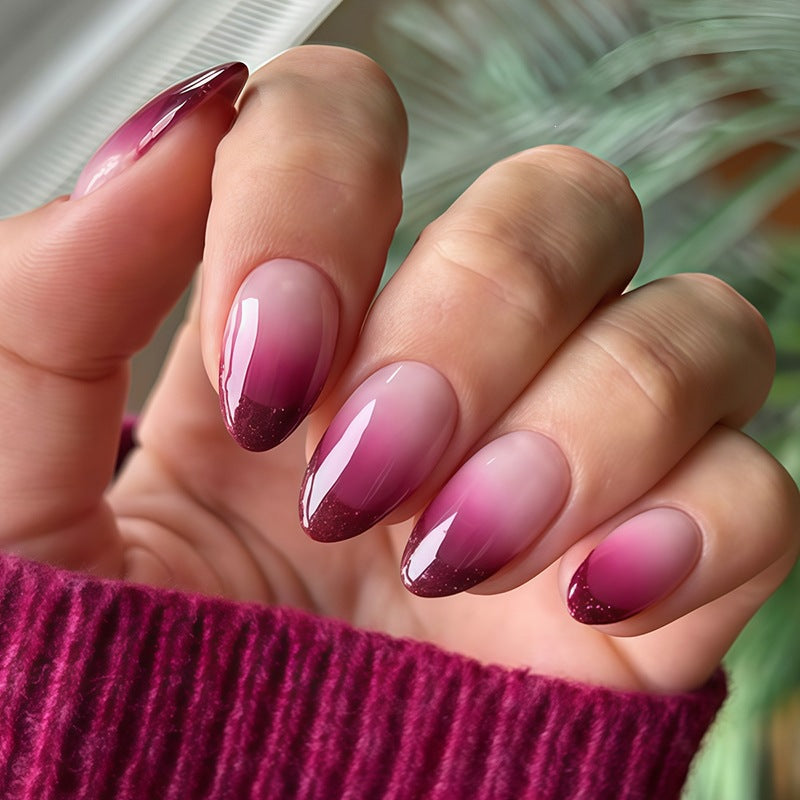 Artificial nail set with ombre design and glitter tips Kalsten