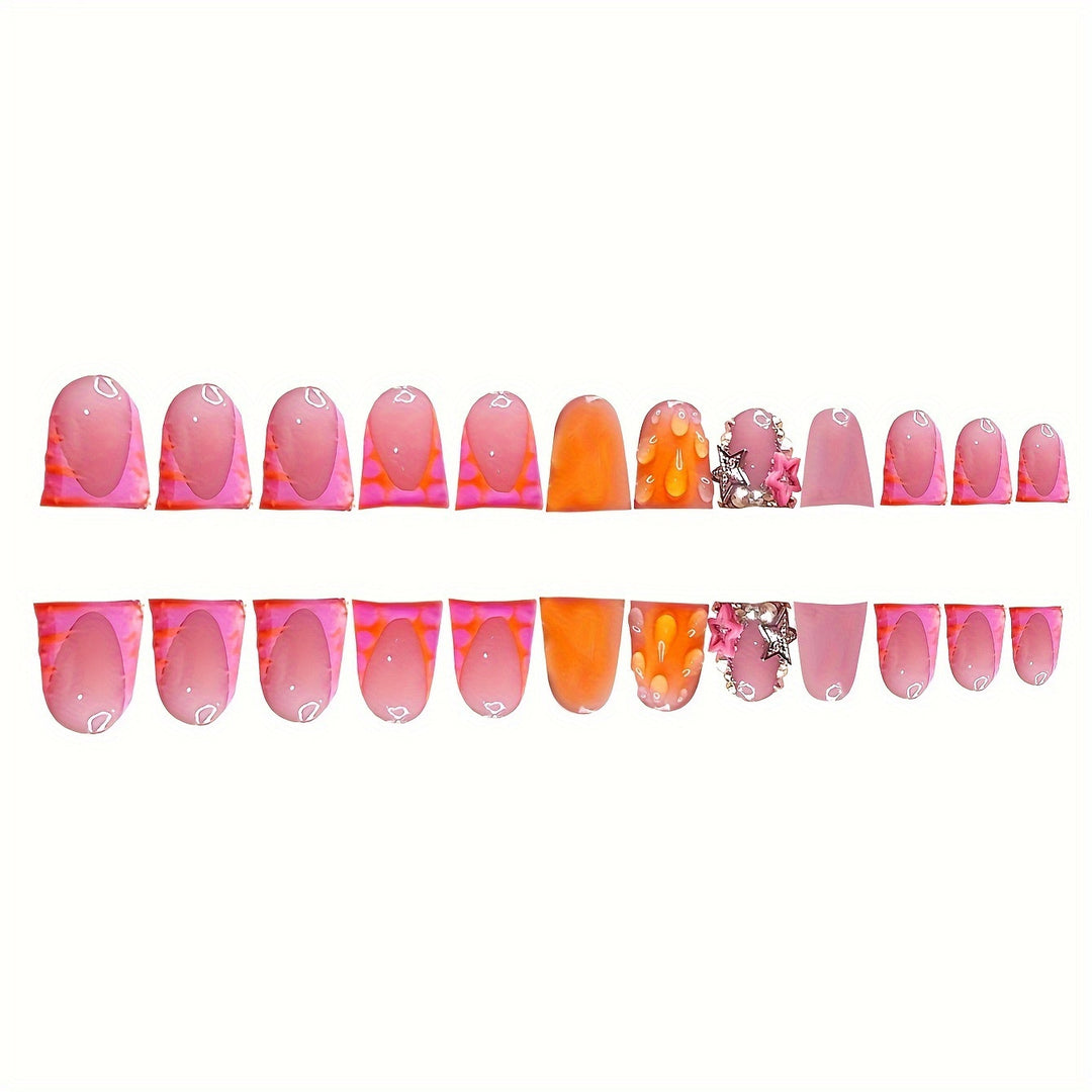 Artistic Press-On Nail Extensions with Summer Theme Kalsten