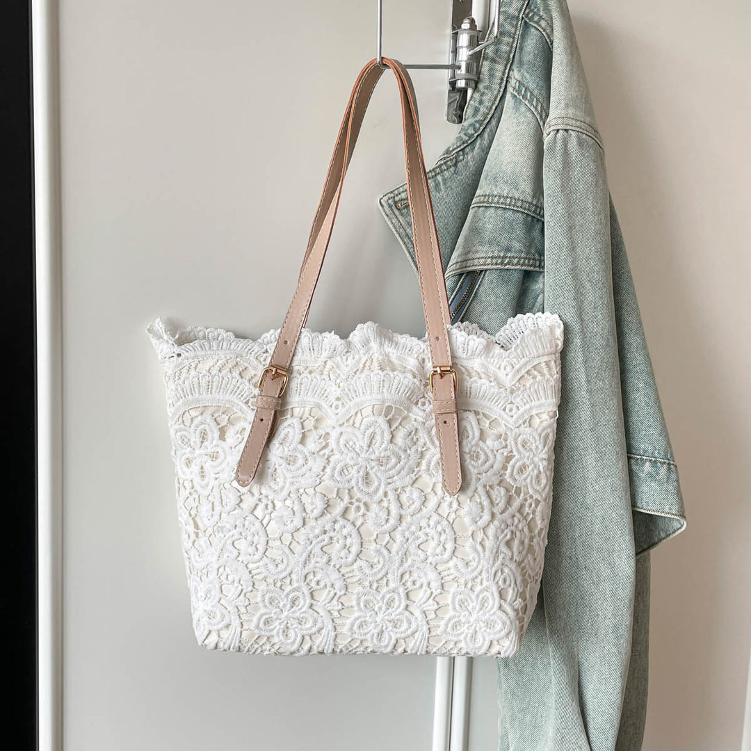 Elegant Lace-Detail Tote Bag
