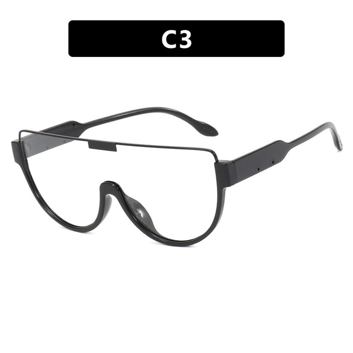 Women futuristic oversized sunglasses with clear full-rim frame Kalsten
