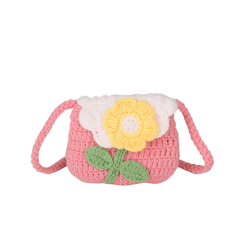 Crochet Flower-Detail Handbag