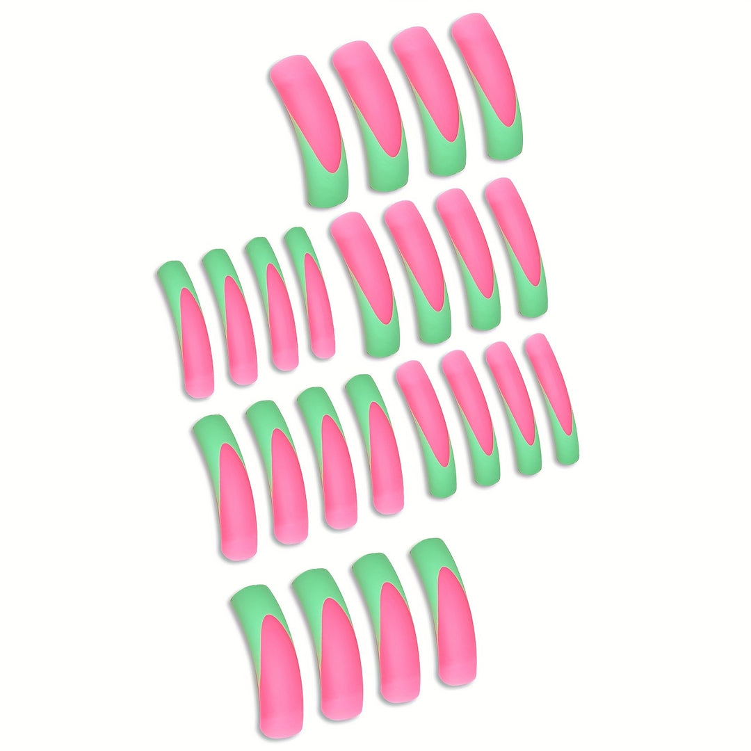 Stylish Long Acrylic Press-On Nails with Gradient Design Kalsten
