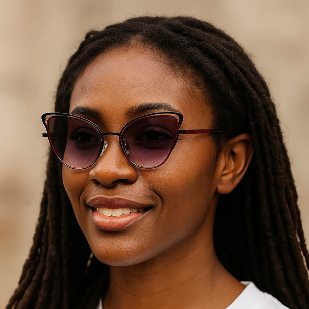 Women's Cat-Eye Sunglasses with Luxurious Metal Frame and High-Quality Gradient Lenses Kalsten